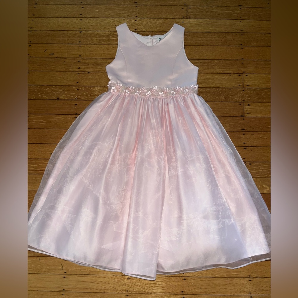 Dorissa toule dressy gown formal pink dress pearl floral tank wedding 6x